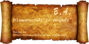 Blemenschütz Anikó névjegykártya